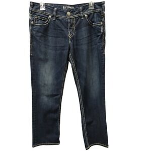 Silver Jeans Co. Women's Suki‎ Capri Jeans W32 Dark Wash Embellished